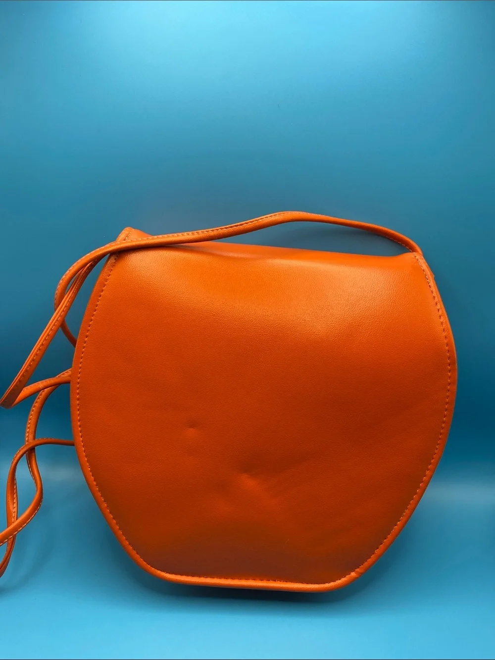 Vintage 80’s Orange Faux Leather Shoulder Bag - Picture 2 of 9